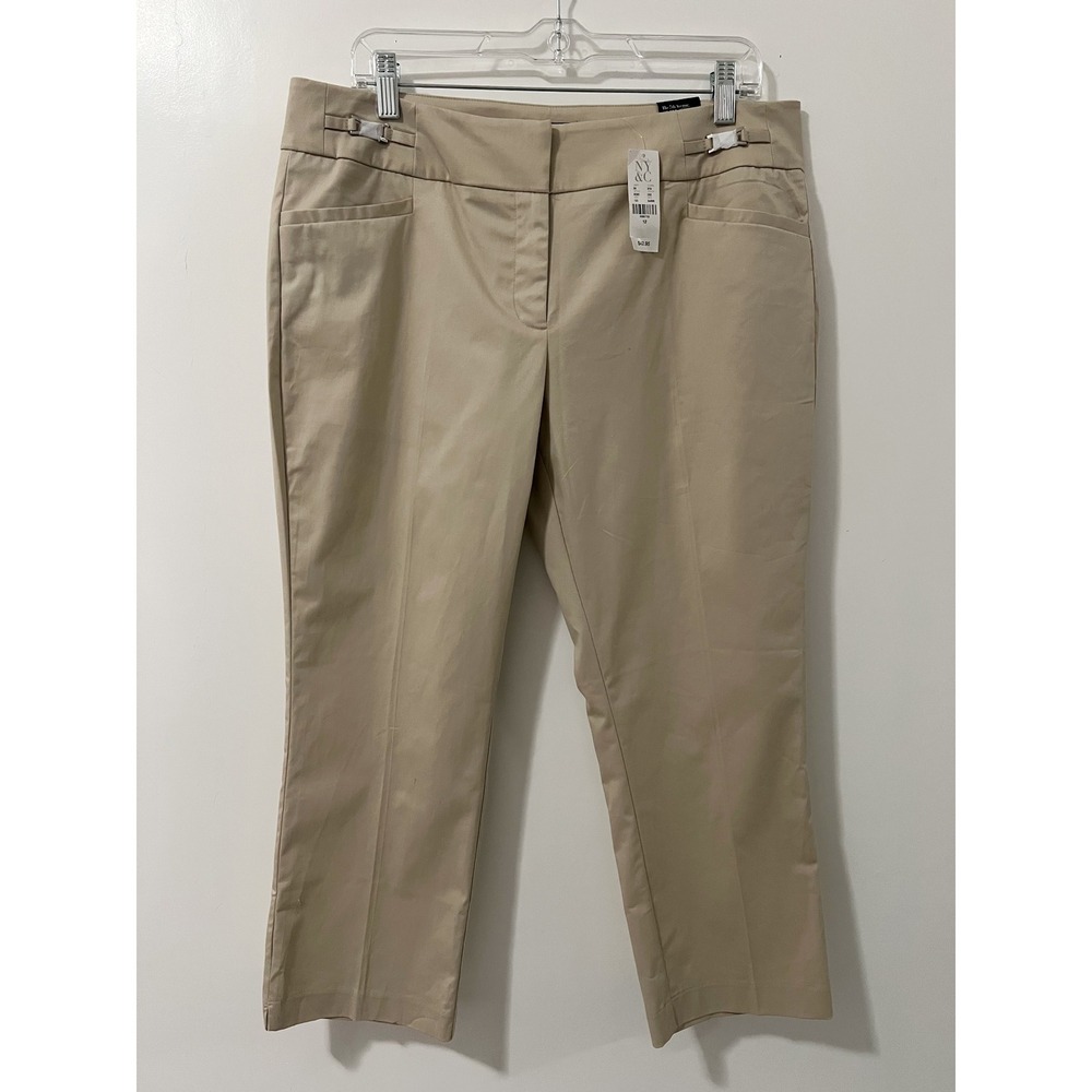 NY&C The 7th Avenue Pant Slim Straight Crop‎ Khaki Stretch Size 12 NWT